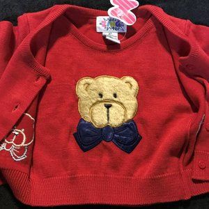 .Red Teddy Bear Cardigan & Attached Insert (NWT/2T)
